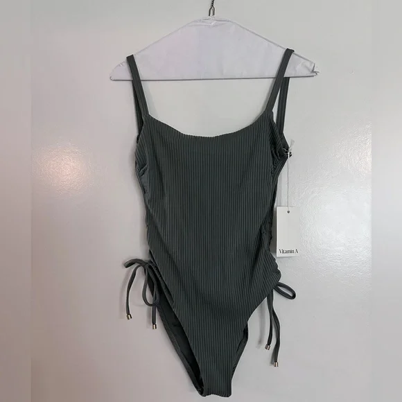 Vitamin A Green Ribbed One Piece Swimsuit - Picture 5 of 6